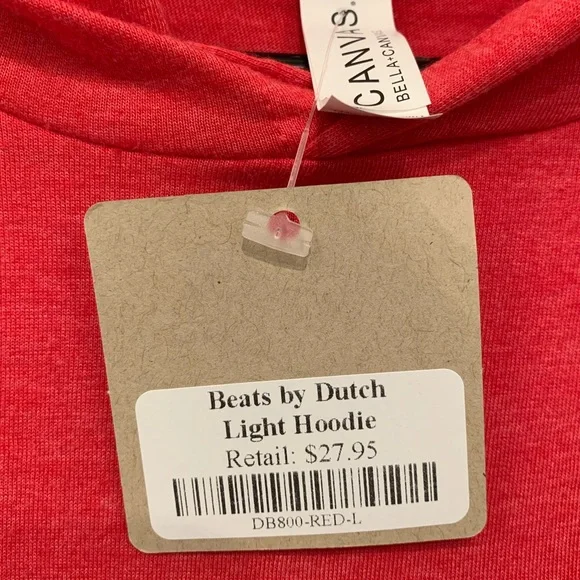 Men’s custom L Dutch Bros long sleeve red hoodie t-shirt with “Dutch Funk” logo. - Picture 4 of 10